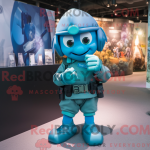 Cyan Soldat Maskottchen...