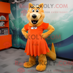 Orange Dingo mascot costume...