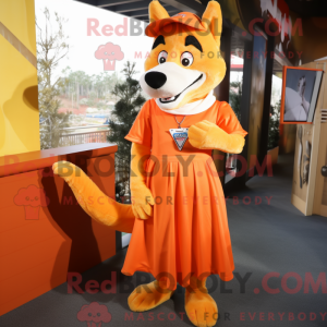 Orange Dingo mascot costume...