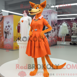 Orange Dingo mascot costume...