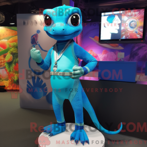 Blue Lizard maskot kostume...