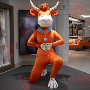 Orange Jersey Cow mascot...
