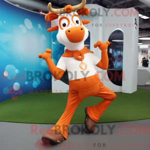 Orange Jersey Cow maskot...