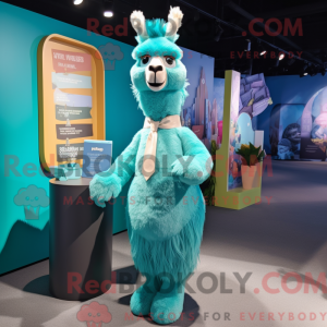 Cyan Llama mascot costume...