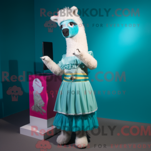 Cyan Lama Maskottchen...