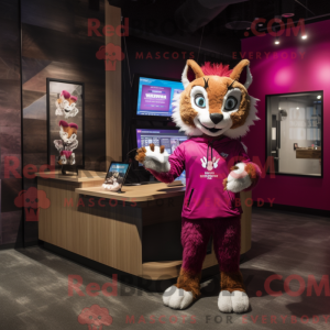 Magenta Bobcat Maskottchen...