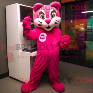 Magenta Bobcat mascot...