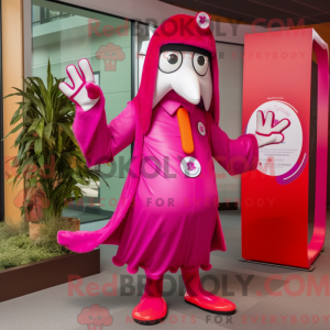 Magenta Stilt Walker mascot...