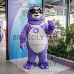 Lavendel Giant Sloth maskot...