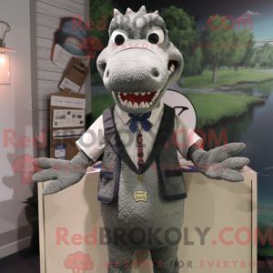 Grå krokodille maskot...