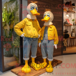 Yellow Geese mascot costume...