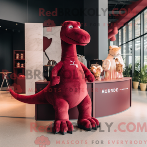 Maroon Diplodocus mascot...