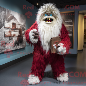 Maroon Yeti mascot costume...