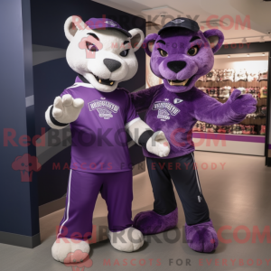 Purple Puma mascot costume...