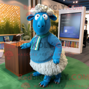 Blå Merino Får maskot...