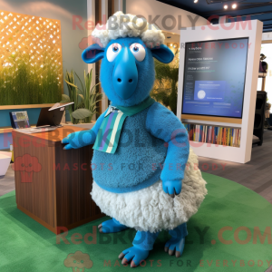 Blue Merino Sheep mascot...