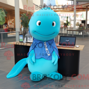 Cyan Humpback Whale mascot...