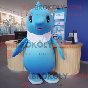 Cyan Humpback Whale mascot...