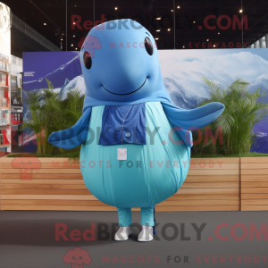 Cyan Humpback Whale mascot...