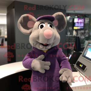 Purple Rat mascot costume...