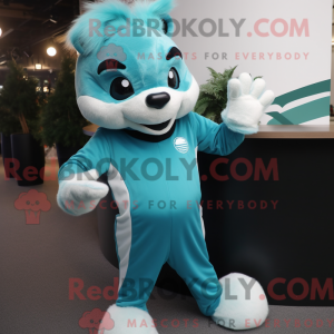 Cyan Skunk mascot costume...