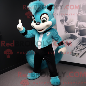 Cyan Skunk maskotdraktfigur...