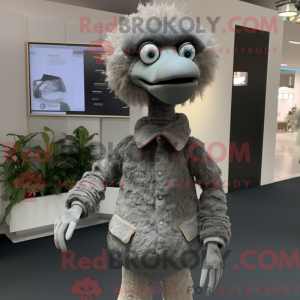 Grå strutsmaskotdraktfigur...