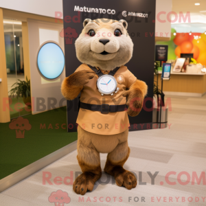 Tan Marmot mascot costume...