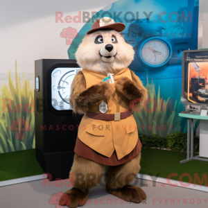 Tan Marmot mascot costume...