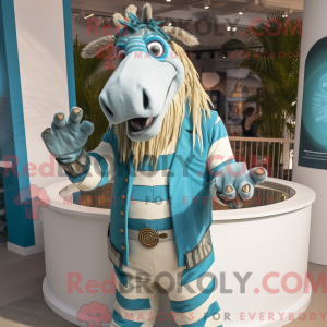 Cyan Quagga mascot costume...