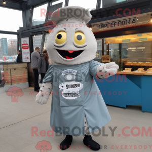 Grå Fish And Chips maskot...