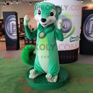 Green Weasel mascot costume...