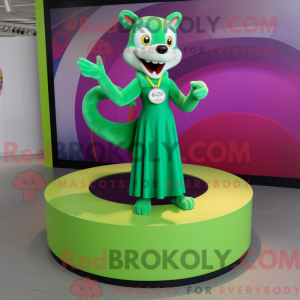 Green Weasel mascot costume...