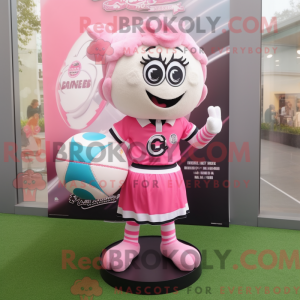 Pink Rugby Ball mascot...
