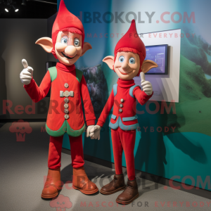 Red Elf-mascottekostuum...