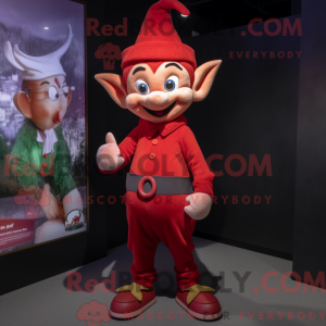 Red Elf-mascottekostuum...