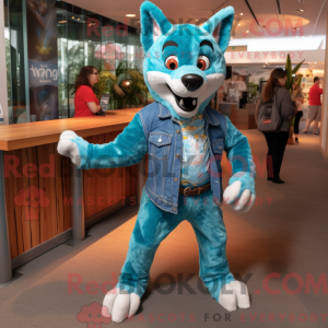 Turquoise Dingo mascot...