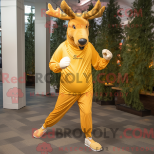 Gold Elk mascot costume...