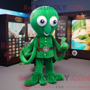 Forest Green Octopus maskot...