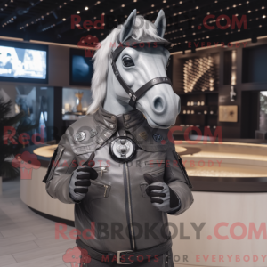 Gray Horse mascot costume...