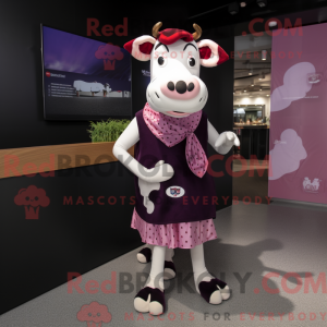 Magenta Holstein Cow maskot...