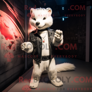 Hvid Marten maskot kostume...