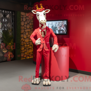 Red Giraffe mascot costume...