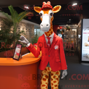 Rød Giraffe maskot kostume...