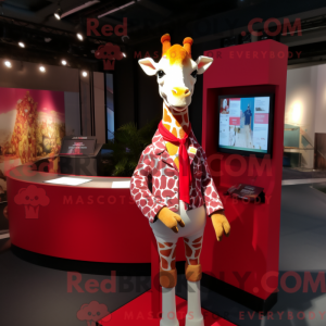 Rød Giraffe maskot kostume...