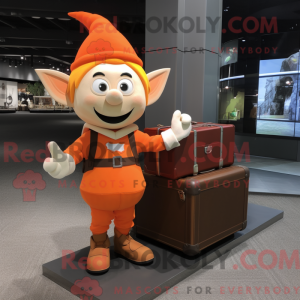 Orange Elf maskot kostume...