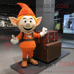 Orange Elf-maskotdraktfigur...