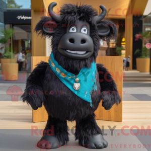 Sort Yak maskot kostume...