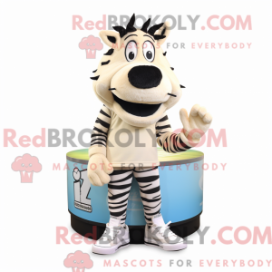 Creme Zebra maskot kostume...