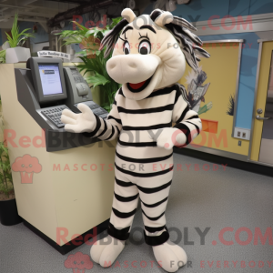 Creme Zebra maskot kostume...